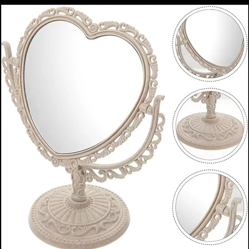 Double sided heart shaped vanity mirror (3 colors available)